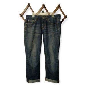 SO Jeans Cropped Med Wash Denim Stretch Capri Slim